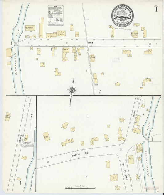 Sanborn Fire Insurance Map from Smyrna Mills, Aroostook County, Maine (1912), Sheet #0001 - Historic Sanborn Fire Insurance Map Print, vintage old map wall art, antique decor, genealogy gift, Maine Maine map