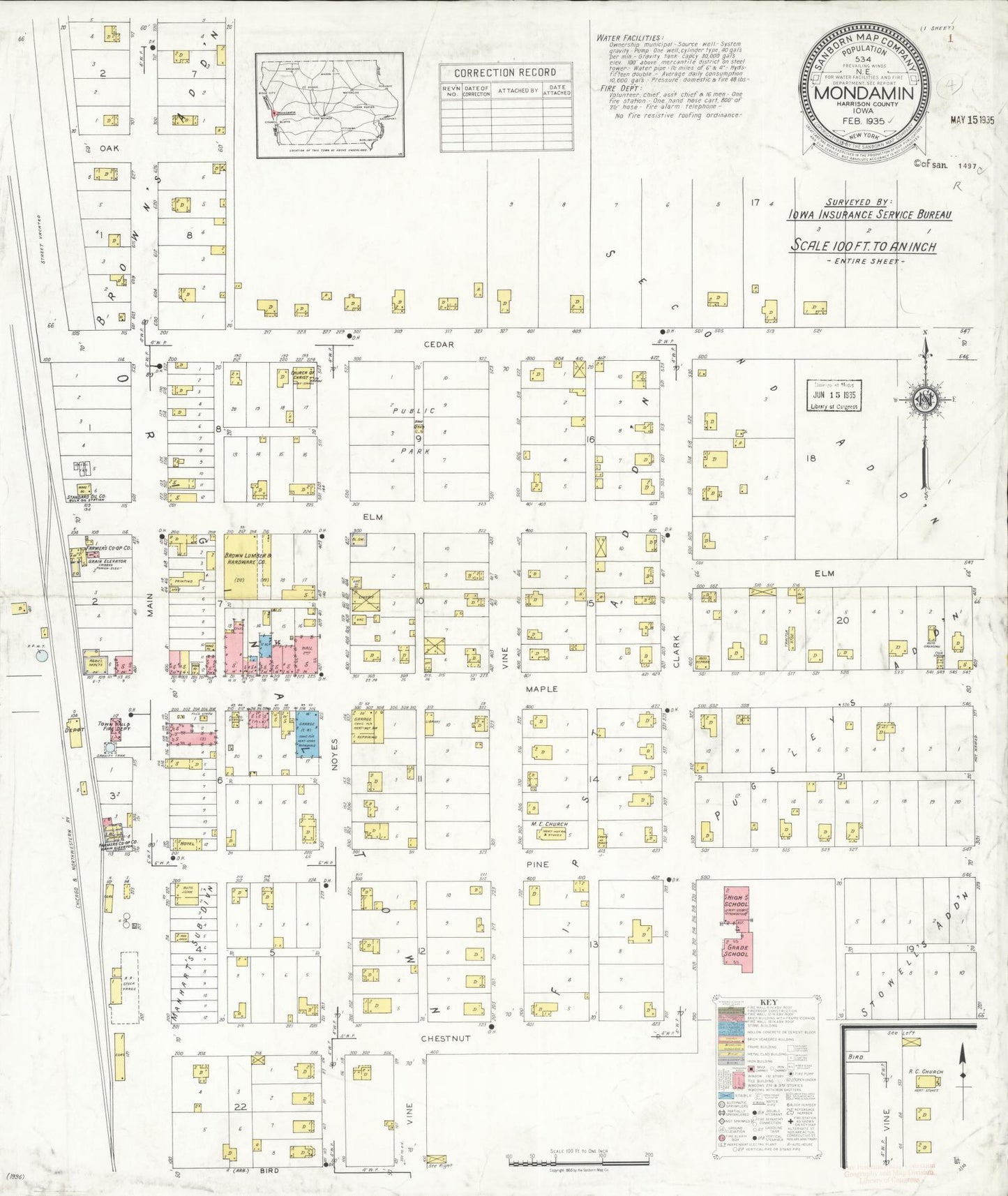 Sanborn Fire Insurance Map from Mondamin, Harrison County, Iowa. (1935) – Map View