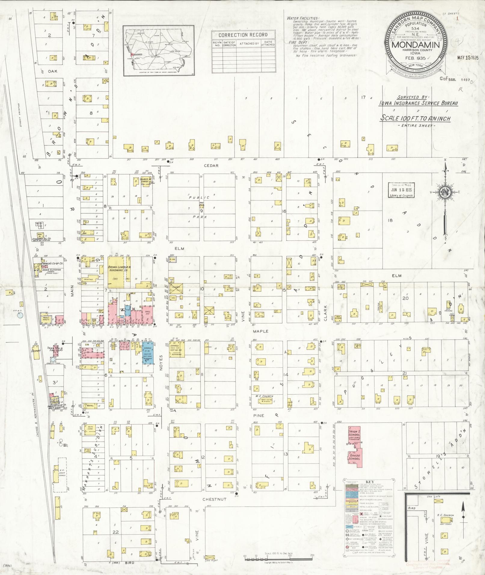 Sanborn Fire Insurance Map from Mondamin, Harrison County, Iowa. (1935) – Map View