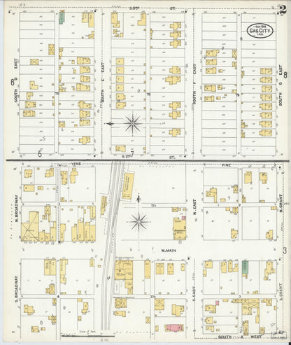 Sanborn Fire Insurance Map from Gas City, Grant County, Indiana (1904), Sheet #0002 - Complete Map Set gallery image, historic Sanborn map, vintage wall art, Indiana Indiana
