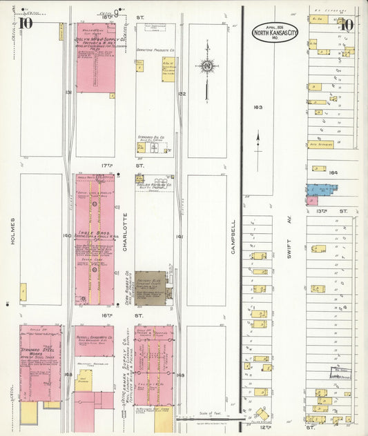 Sanborn Fire Insurance Map from North Kansas City, Clay County, Missouri (1926), Sheet #0010 - Historic Sanborn Fire Insurance Map Print, vintage old map wall art, antique decor, genealogy gift, Missouri Missouri map