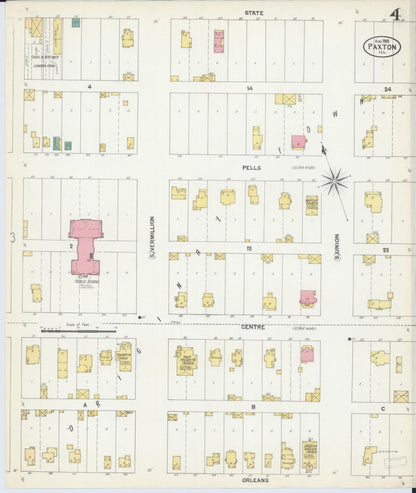 Sanborn Fire Insurance Map from Paxton, Ford County, Illinois (1902), Sheet #0004 - Complete Map Set gallery image, historic Sanborn map, vintage wall art, Illinois Illinois