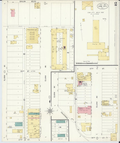 Sanborn Fire Insurance Map from Zion, Lake County, Illinois (1907), Sheet #0002 - Historic Sanborn Fire Insurance Map Print, vintage old map wall art, antique decor, genealogy gift, Illinois Illinois map