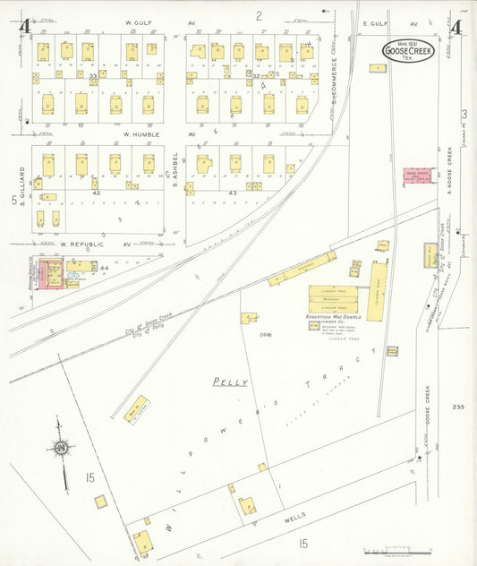 Sanborn Fire Insurance Map from Goose Creek, Harris County, Texas (1931), Sheet #0004 - Historic Sanborn Fire Insurance Map Print, vintage old map wall art, antique decor, genealogy gift, Texas Texas map