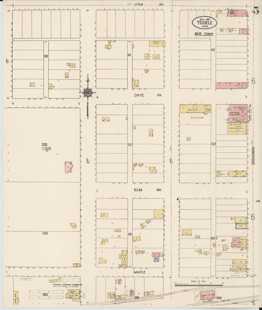 Sanborn Fire Insurance Map from Tooele, Tooele County, Utah (1911), Sheet #0005 - Historic Sanborn Fire Insurance Map Print, vintage old map wall art, antique decor, genealogy gift, Utah Utah map