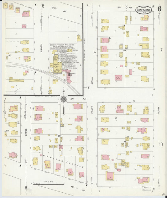 Sanborn Fire Insurance Map from Longmont, Boulder County, Colorado (1911), Sheet #0006 - Historic Sanborn Fire Insurance Map Print, vintage old map wall art, antique decor, genealogy gift, Colorado Colorado map