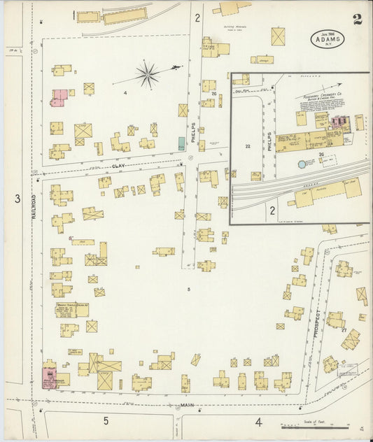 Sanborn Fire Insurance Map from Adams, Jefferson County, New York (1906), Sheet #0002 - Historic Sanborn Fire Insurance Map Print, vintage old map wall art, antique decor, genealogy gift, New York New York map