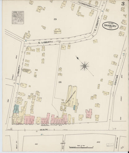 Sanborn Fire Insurance Map from Danbury, Fairfield County, Connecticut (1884), Sheet #0003 - Complete Map Set gallery image, historic Sanborn map, vintage wall art, Connecticut Connecticut