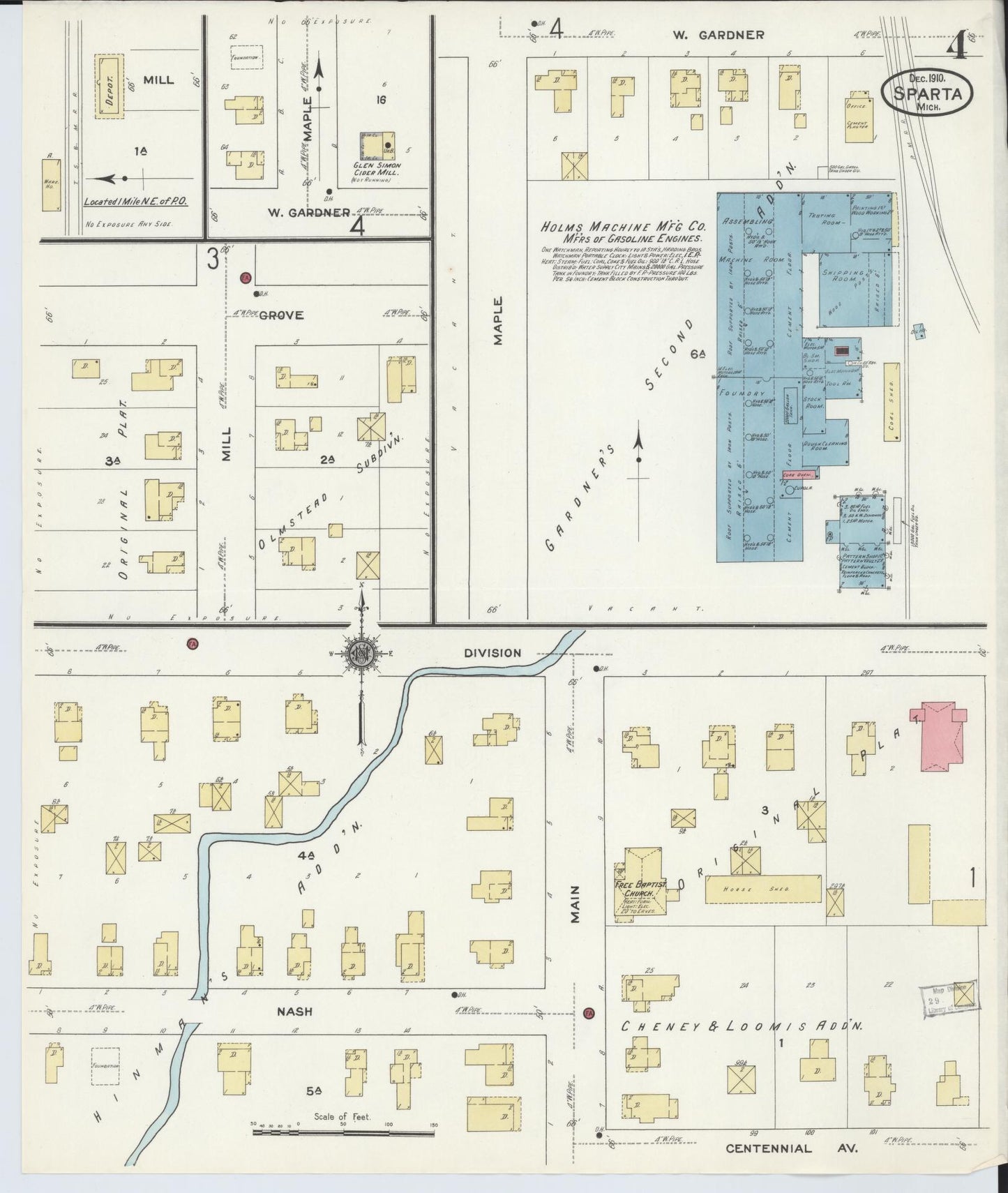 Sanborn Fire Insurance Map from Sparta, Kent County, Michigan (1910), Sheet #0004 - Historic Sanborn Fire Insurance Map Print, vintage old map wall art, antique decor, genealogy gift, Michigan Michigan map