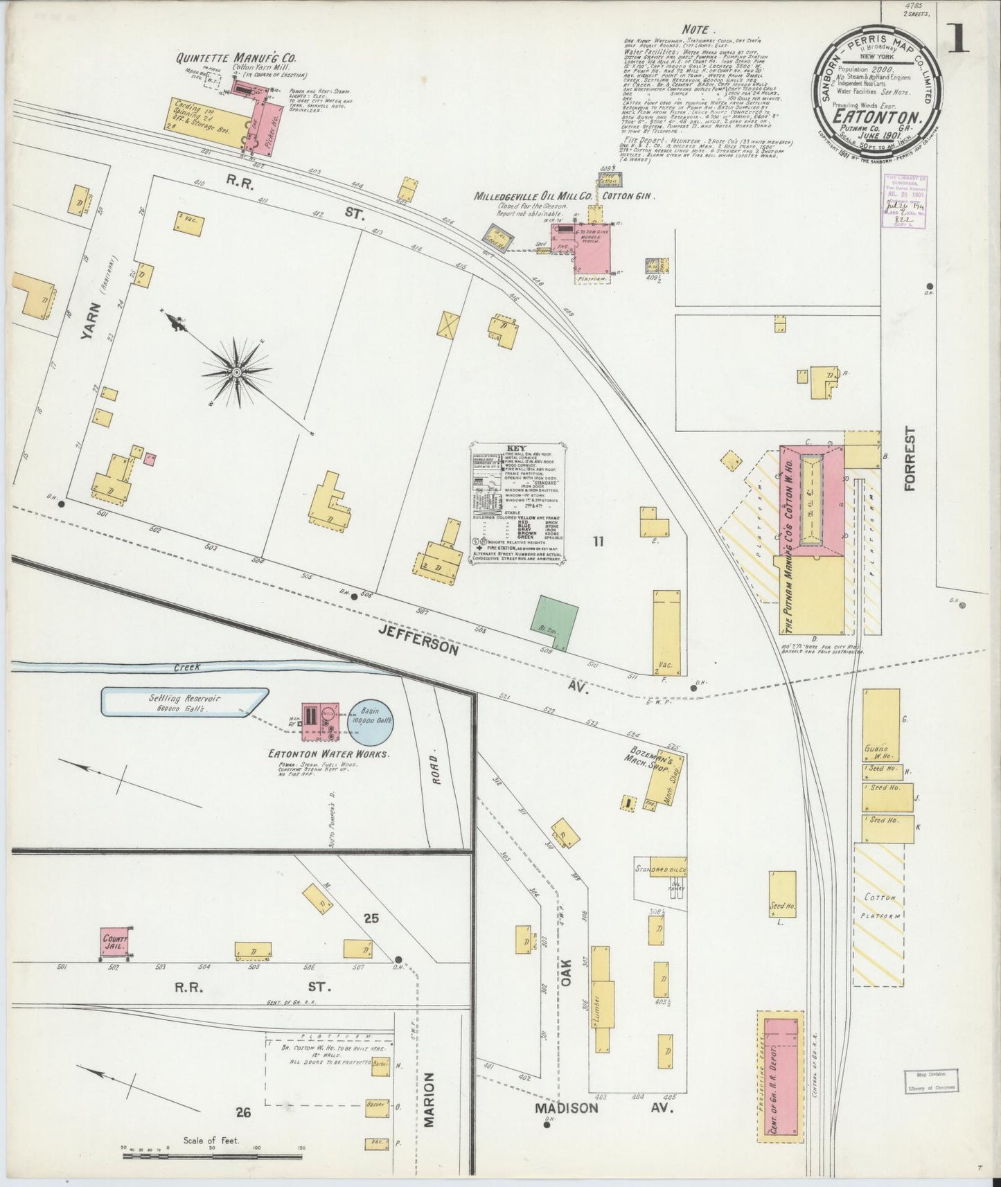 Sanborn Fire Insurance Map from Eatonton, Putnam County, Georgia. (1901) – Historic Sanborn Fire Insurance Map Print