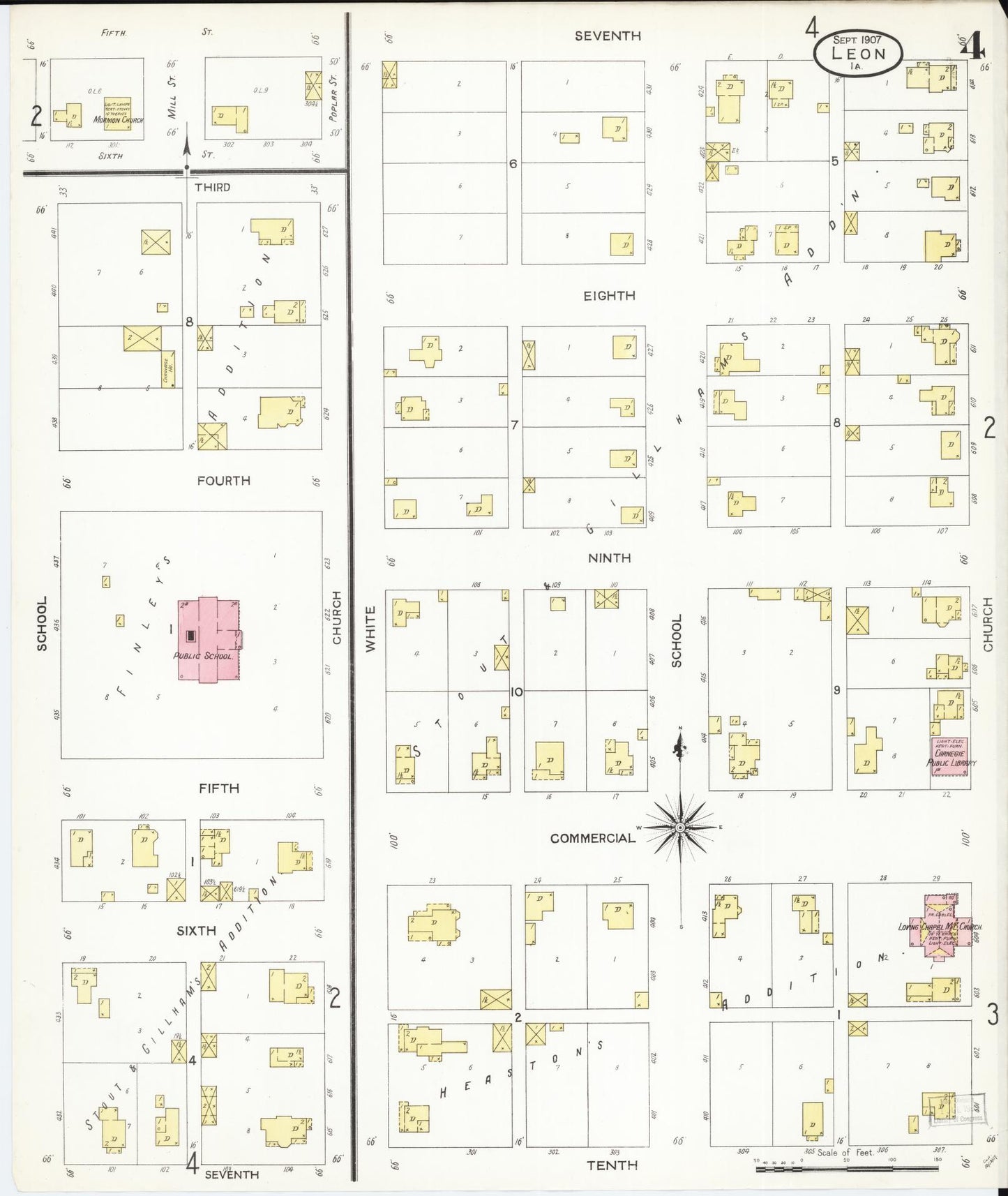Sanborn Fire Insurance Map from Leon, Decatur County, Iowa (1907), Sheet #0004 - Historic Sanborn Fire Insurance Map Print