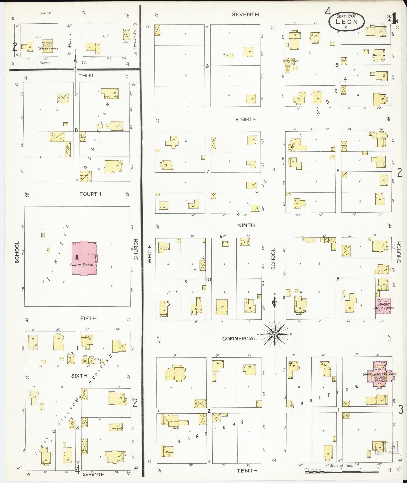 Sanborn Fire Insurance Map from Leon, Decatur County, Iowa (1907), Sheet #0004 - Historic Sanborn Fire Insurance Map Print