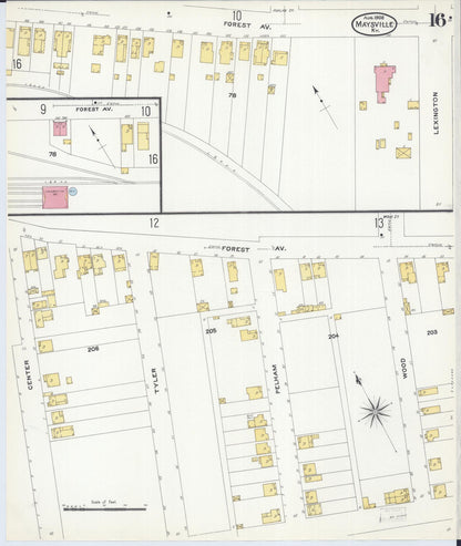 Sanborn Fire Insurance Map from Maysville, Mason County, Kentucky (1908), Sheet #0016 - Complete Map Set gallery image, historic Sanborn map, vintage wall art, Kentucky Kentucky