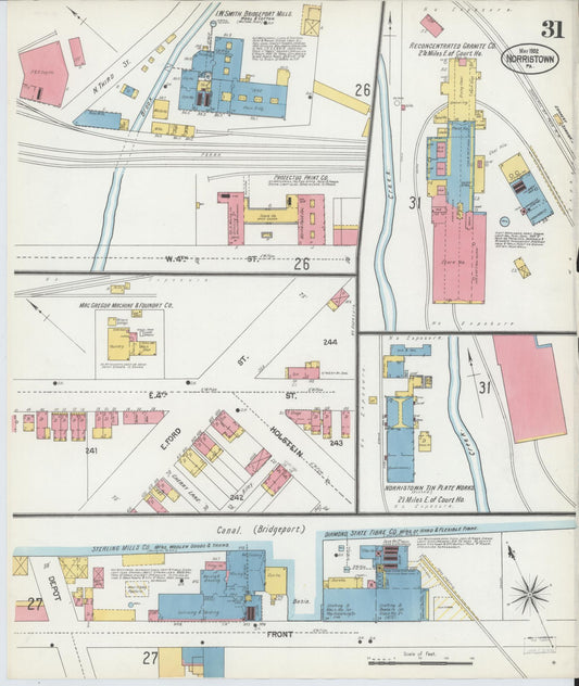 Sanborn Fire Insurance Map from Norristown, Montgomery County, Pennsylvania (1902), Sheet #0031 - Historic Sanborn Fire Insurance Map Print, vintage old map wall art, antique decor, genealogy gift, Pennsylvania Pennsylvania map