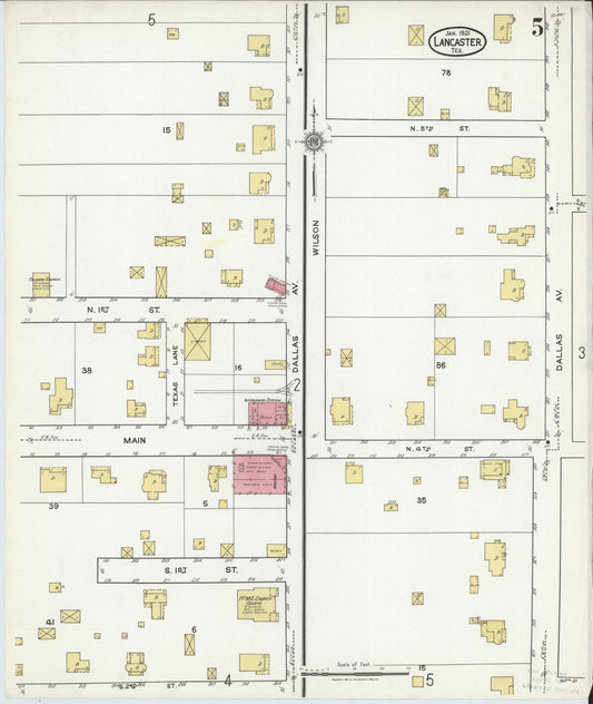 Sanborn Fire Insurance Map from Lancaster, Dallas County, Texas (1921), Sheet #0005 - Historic Sanborn Fire Insurance Map Print, vintage old map wall art, antique decor, genealogy gift, Texas Texas map