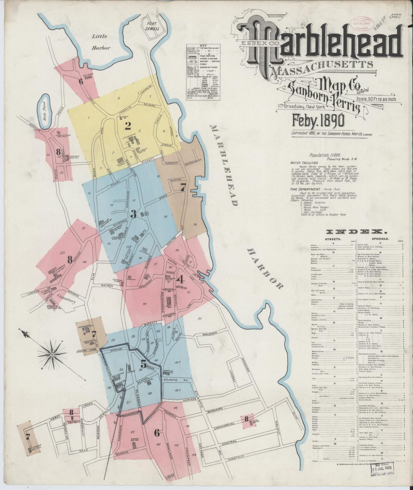 Sanborn Fire Insurance Map from Marblehead, Essex County, Massachusetts (1890), Sheet #0001 - Complete Map Set gallery image, historic Sanborn map, vintage wall art, Massachusetts Massachusetts