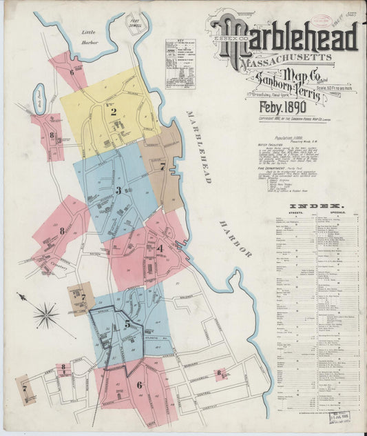 Sanborn Fire Insurance Map from Marblehead, Essex County, Massachusetts (1890), Sheet #0001 - Complete Map Set gallery image, historic Sanborn map, vintage wall art, Massachusetts Massachusetts