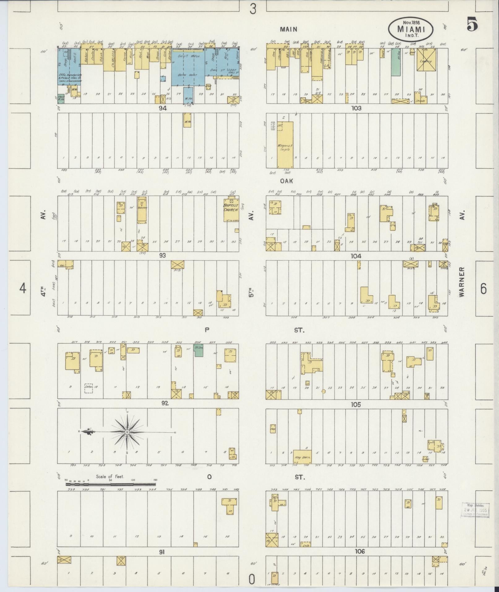 Sanborn Fire Insurance Map from Miami, Ottawa County, Oklahoma (1898), Sheet #0005 - Historic Sanborn Fire Insurance Map Print, vintage old map wall art, antique decor, genealogy gift, Oklahoma Oklahoma map