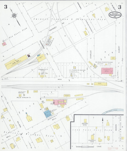 Sanborn Fire Insurance Map from Ash Grove, Greene County, Missouri (1931), Sheet #0003 - Historic Sanborn Fire Insurance Map Print, vintage old map wall art, antique decor, genealogy gift, Missouri Missouri map