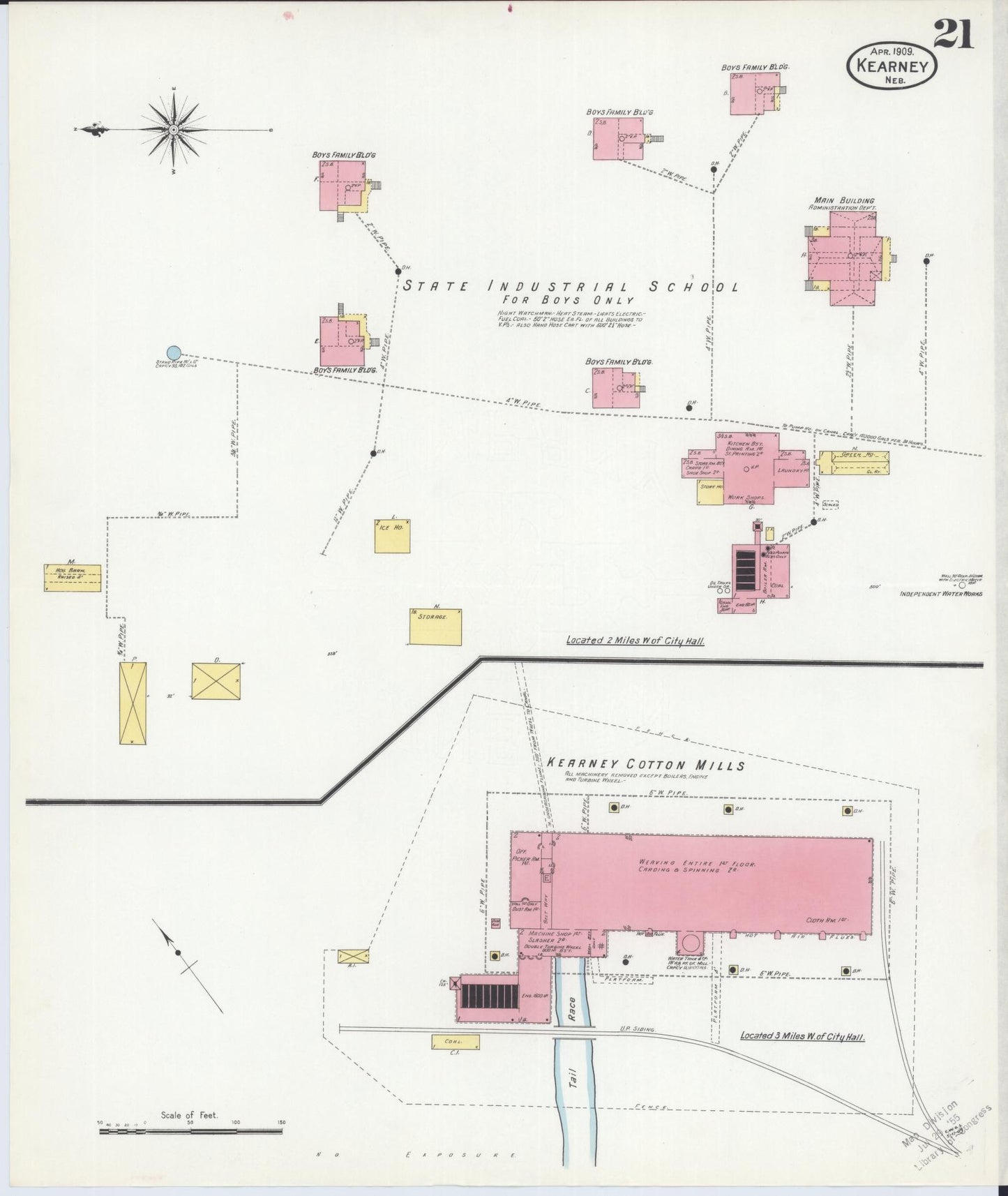 Sanborn Fire Insurance Map from Kearney, Buffalo County, Nebraska (1909), Sheet #0021 - Historic Sanborn Fire Insurance Map Print, vintage old map wall art, antique decor, genealogy gift, Nebraska Nebraska map