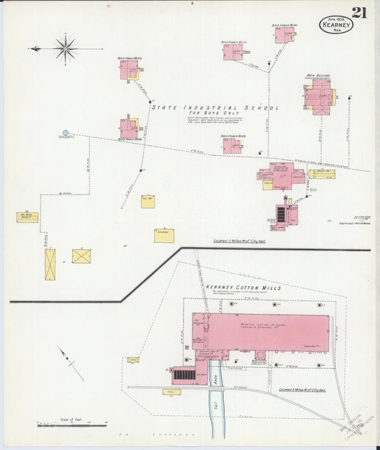 Sanborn Fire Insurance Map from Kearney, Buffalo County, Nebraska (1909), Sheet #0021 - Historic Sanborn Fire Insurance Map Print, vintage old map wall art, antique decor, genealogy gift, Nebraska Nebraska map