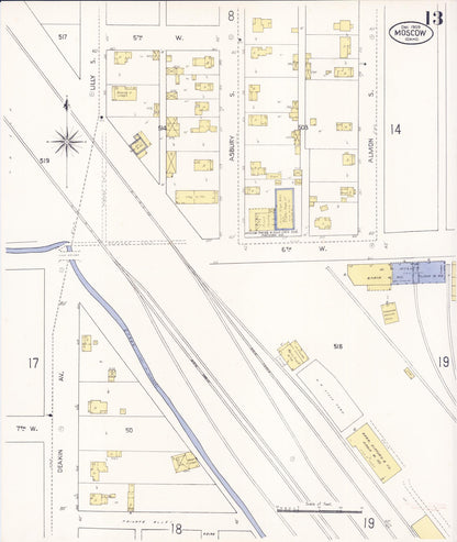 Sanborn Fire Insurance Map from Moscow, Latah County, Idaho (1909), Sheet #0013 - Complete Map Set gallery image, historic Sanborn map, vintage wall art, Idaho Idaho