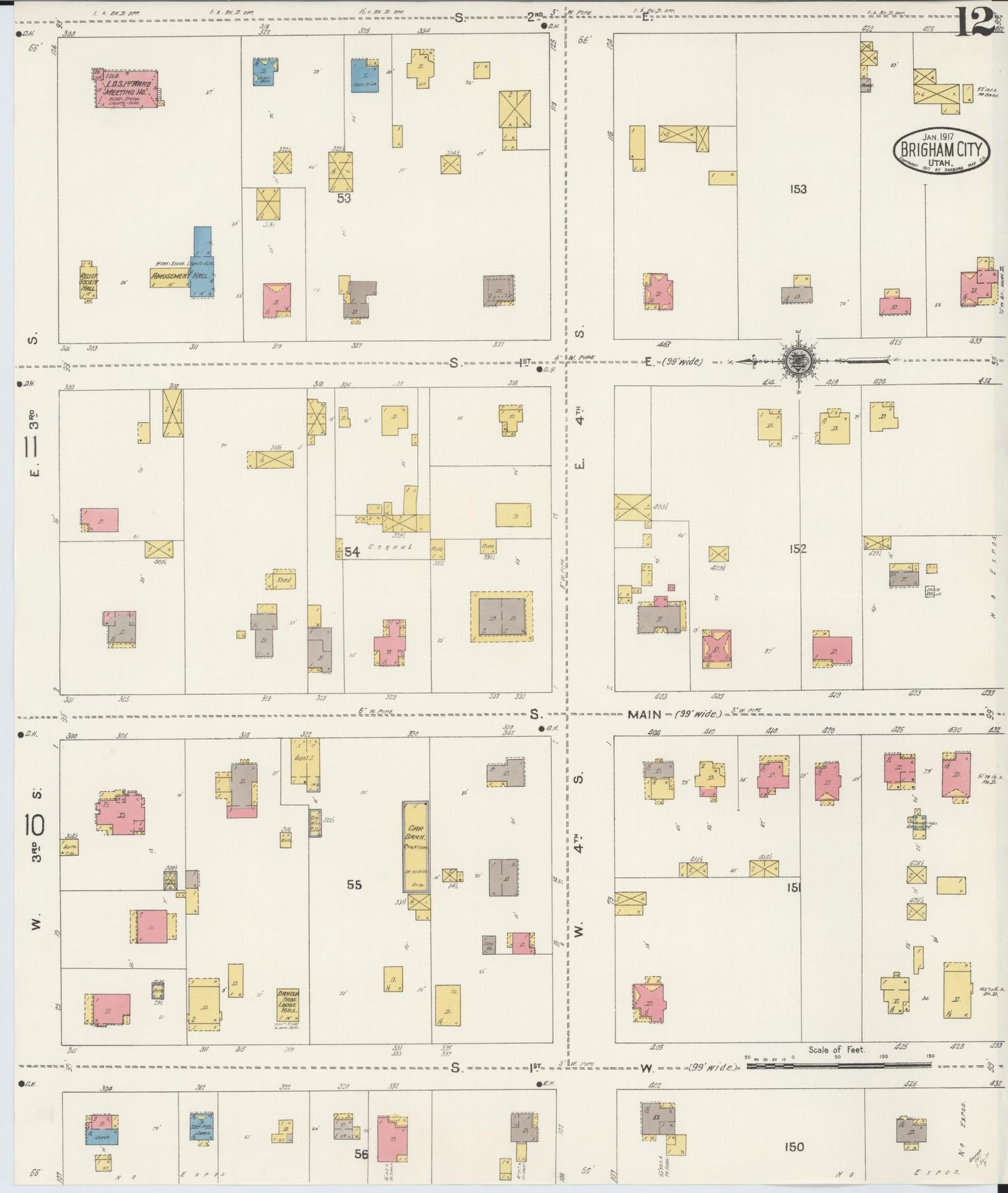 Sanborn Fire Insurance Map from Brigham City, Box Elder County, Utah (1917), Sheet #0012 - Complete Map Set gallery image, historic Sanborn map, vintage wall art, Utah Utah