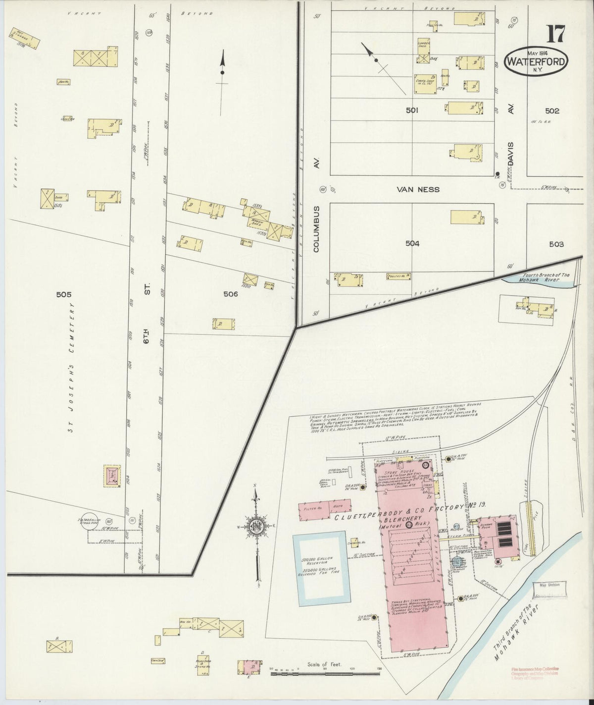Sanborn Fire Insurance Map from Waterford, Saratoga County, New York (1914), Sheet #0017 - Complete Map Set gallery image, historic Sanborn map, vintage wall art, New York New York
