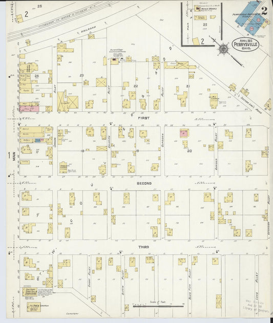 Sanborn Fire Insurance Map from Perrysville, Ashland County, Ohio (1912), Sheet #0002 - Historic Sanborn Fire Insurance Map Print, vintage old map wall art, antique decor, genealogy gift, Ohio Ohio map