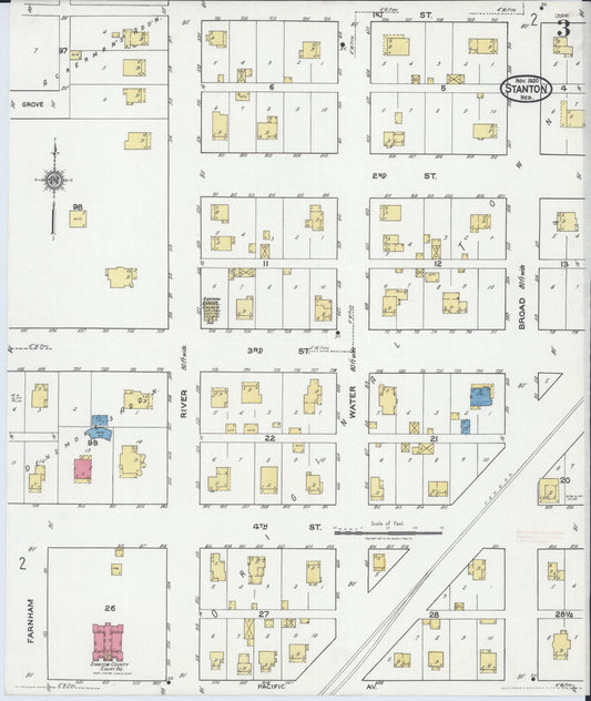 Sanborn Fire Insurance Map from Stanton, Stanton County, Nebraska (1920), Sheet #0003 - Historic Sanborn Fire Insurance Map Print, vintage old map wall art, antique decor, genealogy gift, Nebraska Nebraska map