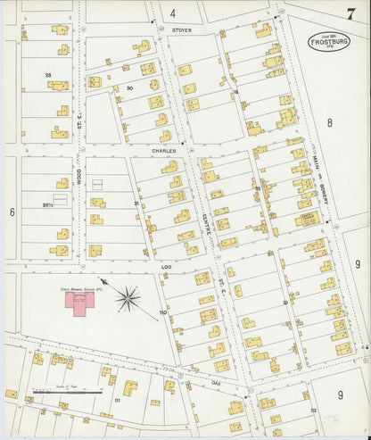 Sanborn Fire Insurance Map from Frostburg, Allegany County, Maryland (1904), Sheet #0007 - Complete Map Set gallery image, historic Sanborn map, vintage wall art, Maryland Maryland
