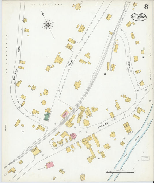 Sanborn Fire Insurance Map from Philmont, Columbia County, New York (1904), Sheet #0008 - Historic Sanborn Fire Insurance Map Print, vintage old map wall art, antique decor, genealogy gift, New York New York map