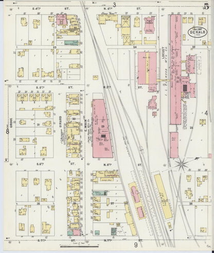 Sanborn Fire Insurance Map from De Kalb, De Kalb County, Illinois (1897), Sheet #0005 - Complete Map Set gallery image, historic Sanborn map, vintage wall art, Illinois Illinois