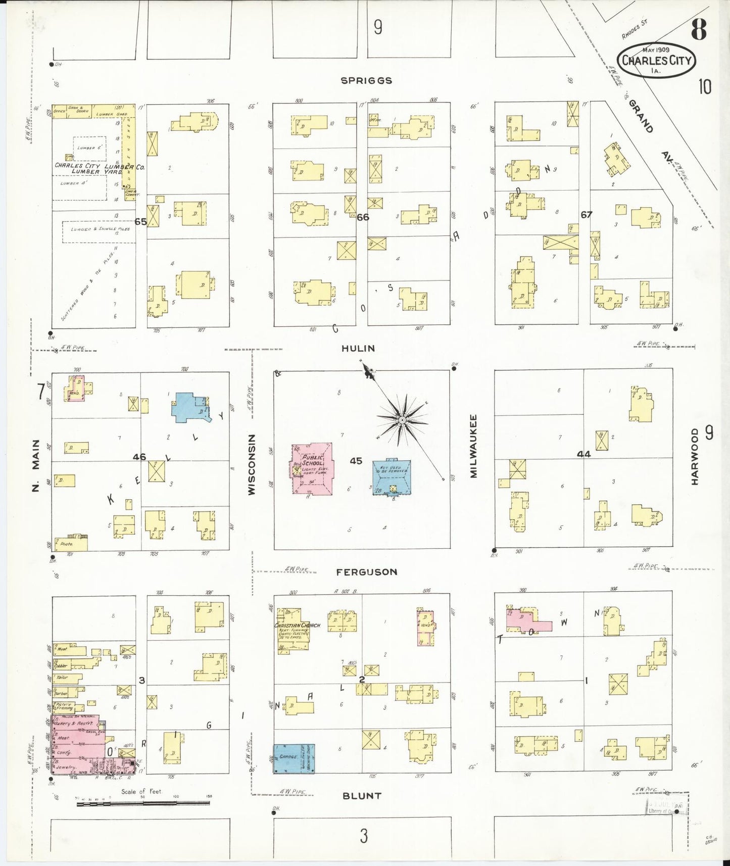 Sanborn Fire Insurance Map from Charles City, Floyd County, Iowa (1909), Sheet #0008 - Historic Sanborn Fire Insurance Map Print