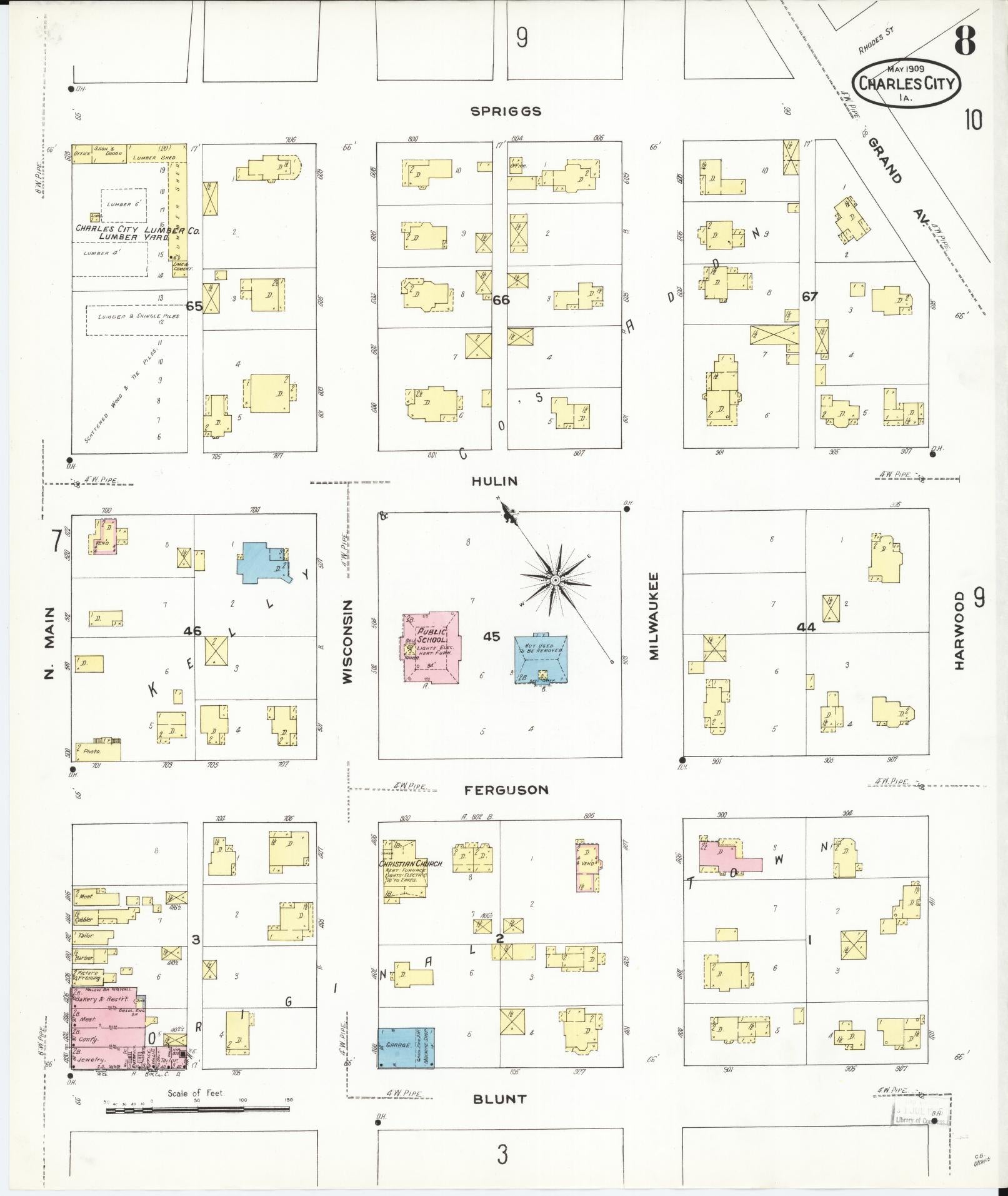 Sanborn Fire Insurance Map from Charles City, Floyd County, Iowa (1909), Sheet #0008 - Historic Sanborn Fire Insurance Map Print