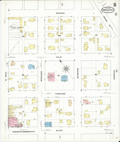 Sanborn Fire Insurance Map from Charles City, Floyd County, Iowa (1909), Sheet #0008 - Historic Sanborn Fire Insurance Map Print