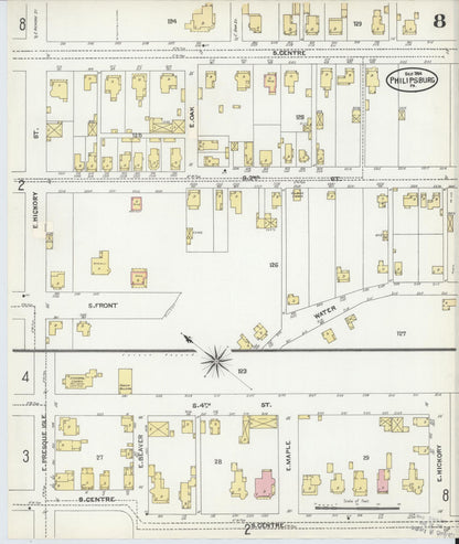 Sanborn Fire Insurance Map from Philipsburg, Centre County, Pennsylvania (1904), Sheet #0008 - Historic Sanborn Fire Insurance Map Print, vintage old map wall art, antique decor, genealogy gift, Pennsylvania Pennsylvania map
