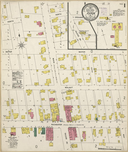 Sanborn Fire Insurance Map from Akron, Fulton County, Indiana (1901), Sheet #0001 - Historic Sanborn Fire Insurance Map Print, vintage old map wall art, antique decor, genealogy gift, Indiana Indiana map