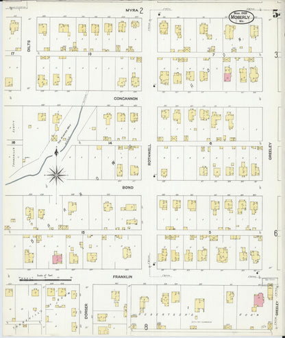 Sanborn Fire Insurance Map from Moberly, Randolph County, Missouri (1909), Sheet #0005 - Complete Map Set gallery image, historic Sanborn map, vintage wall art, Missouri Missouri