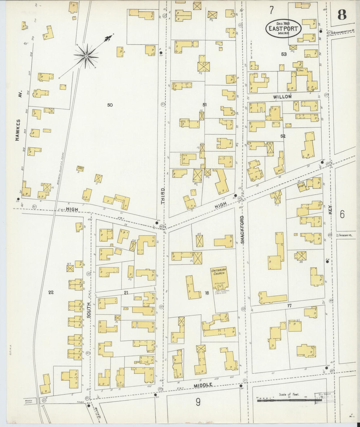 Sanborn Fire Insurance Map from Eastport, Washington County, Maine (1903), Sheet #0008 - Complete Map Set gallery image, historic Sanborn map, vintage wall art, Maine Maine