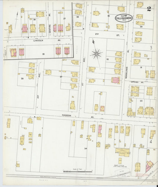 Sanborn Fire Insurance Map from Collingswood, Camden County, New Jersey (1904), Sheet #0002 - Historic Sanborn Fire Insurance Map Print, vintage old map wall art, antique decor, genealogy gift, New Jersey New Jersey map