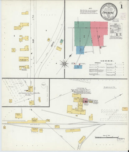 Sanborn Fire Insurance Map from Fryeburg, Oxford County, Maine (1903), Sheet #0001 - Complete Map Set gallery image, historic Sanborn map, vintage wall art, Maine Maine