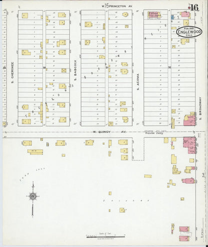 Sanborn Fire Insurance Map from Englewood, Arapahoe County, Colorado (1919), Sheet #0016 - Complete Map Set gallery image, historic Sanborn map, vintage wall art, Colorado Colorado