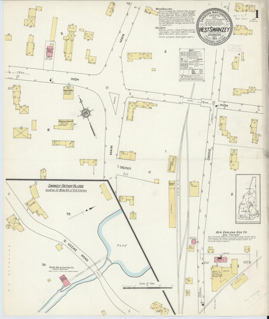 Sanborn Fire Insurance Map from West Swanzey, Cheshire County, New Hampshire. (1913) – Historic Sanborn Fire Insurance Map Print