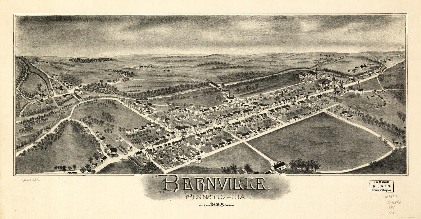 Bernville, Pennsylvania. (1898) – Historic Bird’s-Eye View Panorama Print