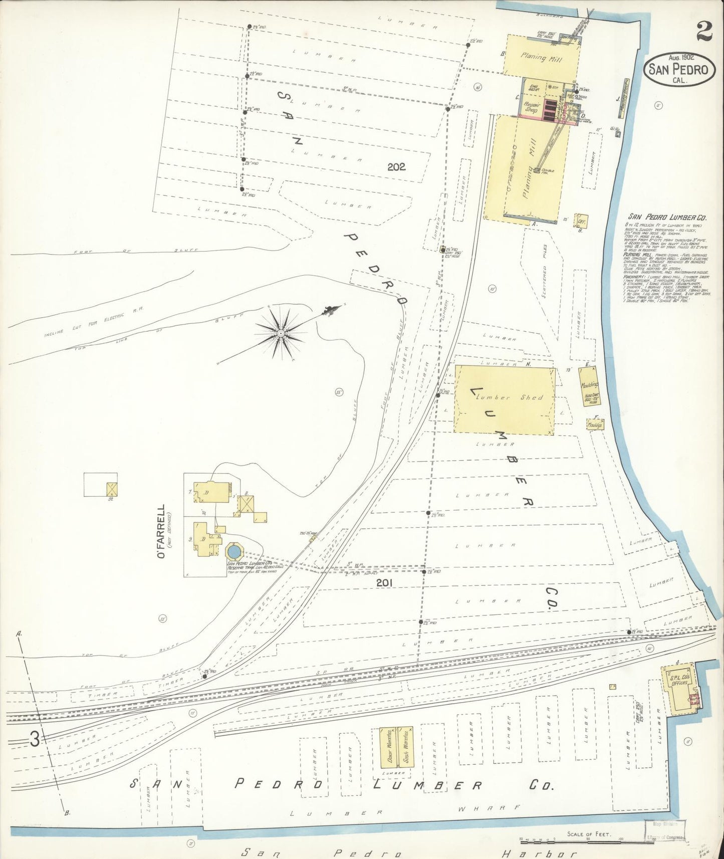 Sanborn Fire Insurance Map from San Pedro, Los Angeles County, California (1902), Sheet #0002 - Complete Map Set gallery image, historic Sanborn map, vintage wall art, California California