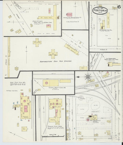 Sanborn Fire Insurance Map from Fostoria, Seneca, Hancock, And Wood Counties, Ohio (1891), Sheet #0006 - Historic Sanborn Fire Insurance Map Print, vintage old map wall art, antique decor, genealogy gift, Ohio Ohio map