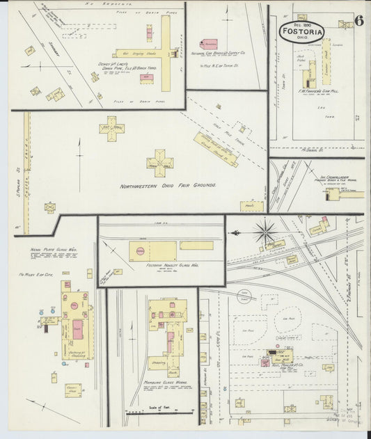 Sanborn Fire Insurance Map from Fostoria, Seneca, Hancock, And Wood Counties, Ohio (1891), Sheet #0006 - Historic Sanborn Fire Insurance Map Print, vintage old map wall art, antique decor, genealogy gift, Ohio Ohio map