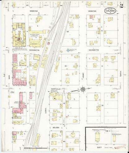 Sanborn Fire Insurance Map from Calmar, Winneshiek County, Iowa (1914), Sheet #0002 - Historic Sanborn Fire Insurance Map Print