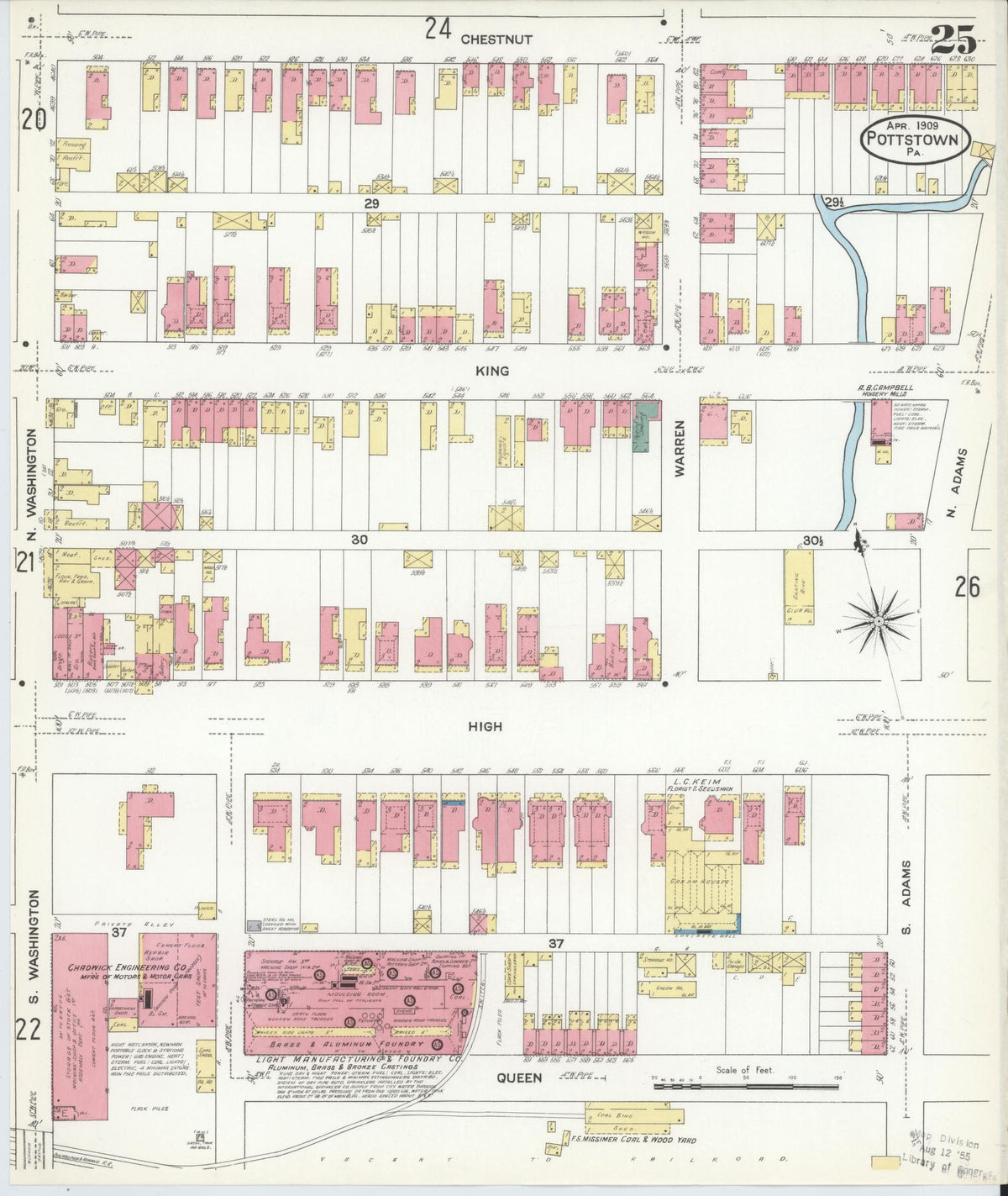 Sanborn Fire Insurance Map from Pottstown, Montgomery County, Pennsylvania (1909), Sheet #0025 - Complete Map Set gallery image, historic Sanborn map, vintage wall art, Pennsylvania Pennsylvania